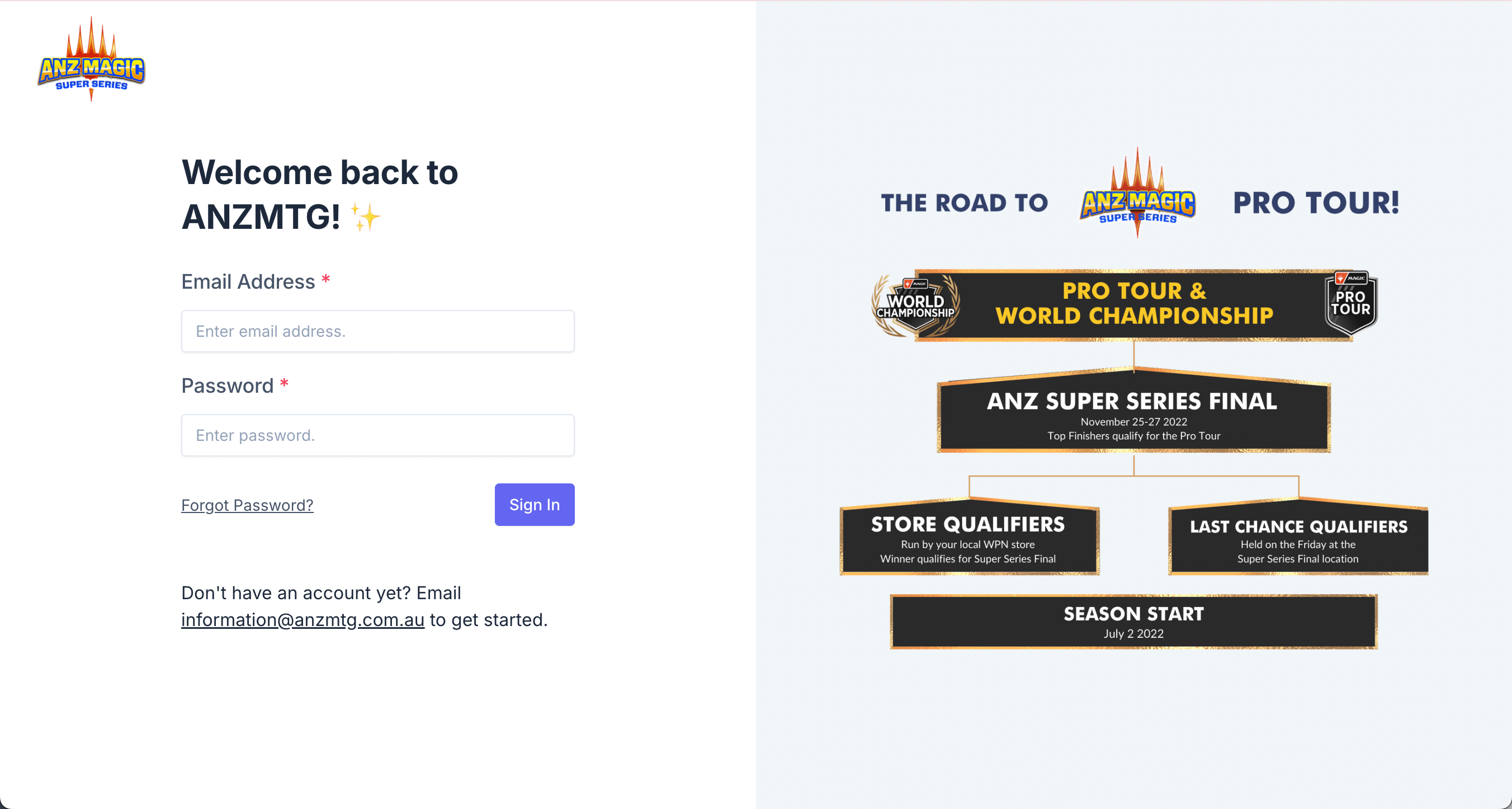 ANZ MTG Super Series — Event Management Platform
